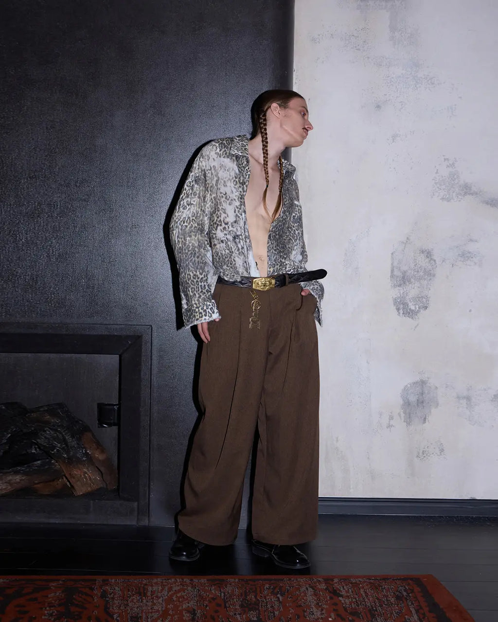 LNM Irregular Gradient Leopard Print Shirt