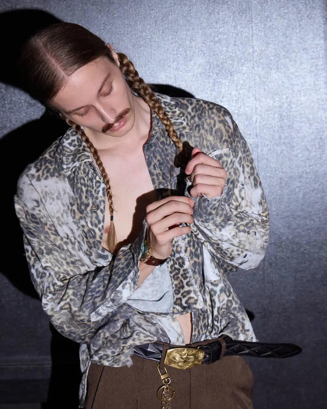 LNM Irregular Gradient Leopard Print Shirt