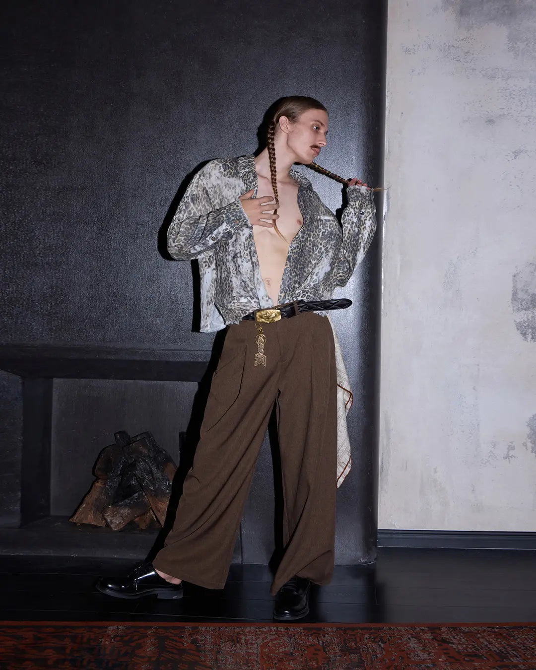 LNM Irregular Gradient Leopard Print Shirt