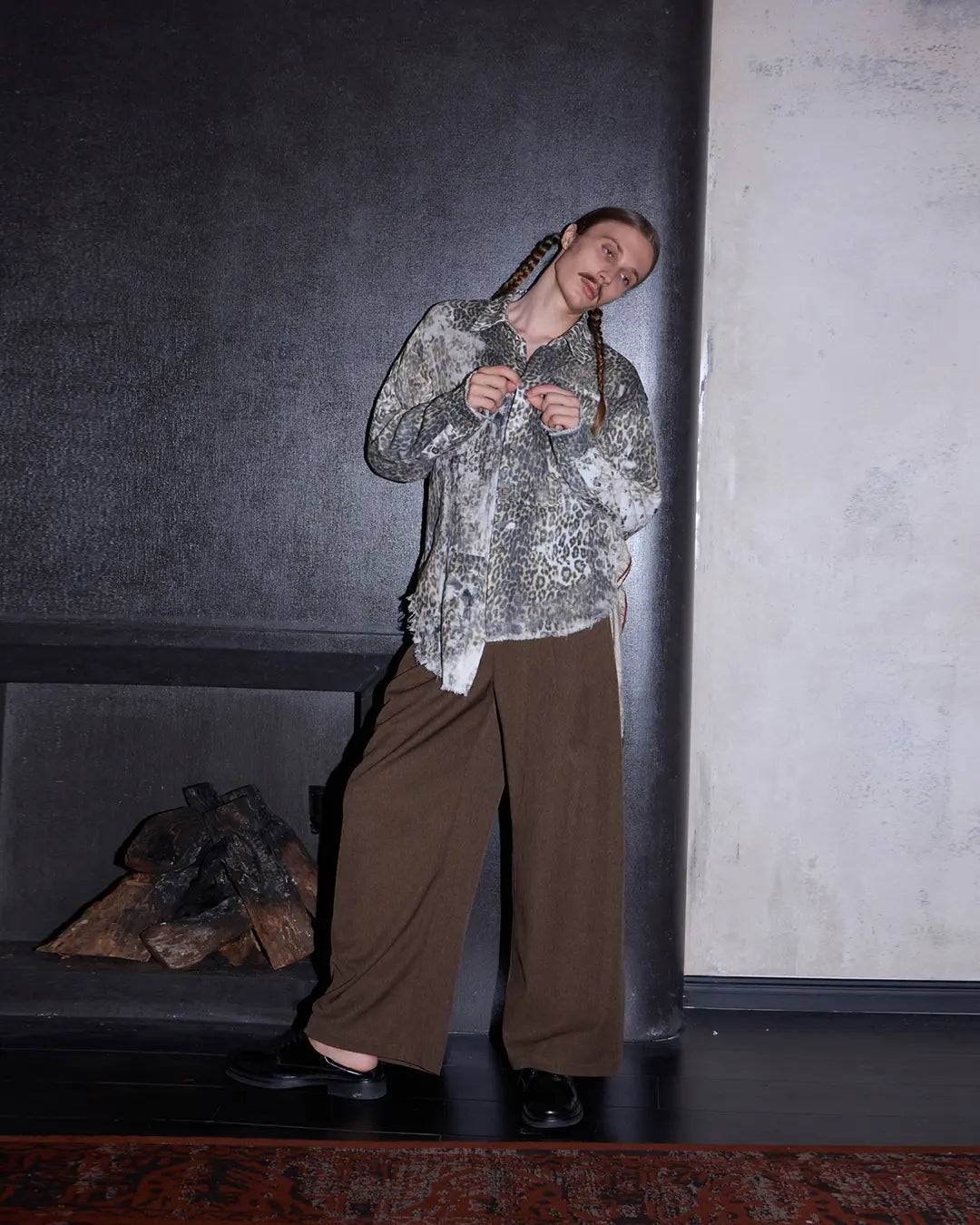 LNM Irregular Gradient Leopard Print Shirt