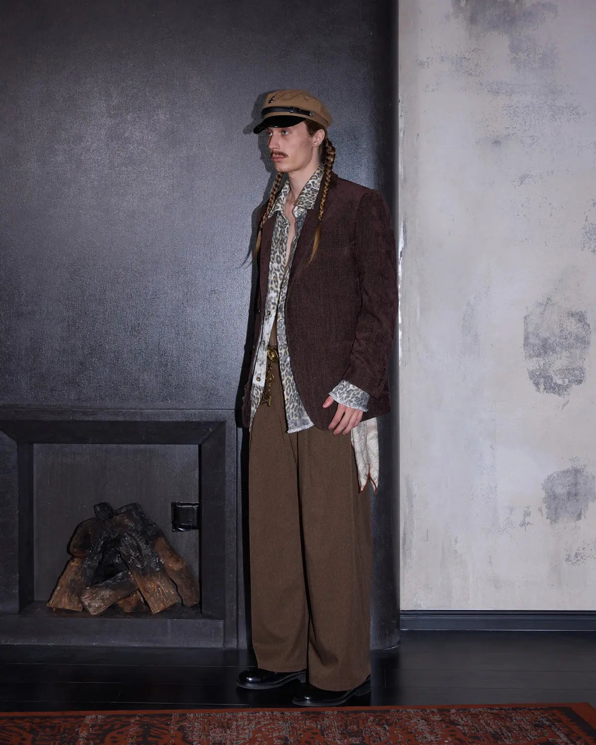LNM Brown Pleated Front Trousers