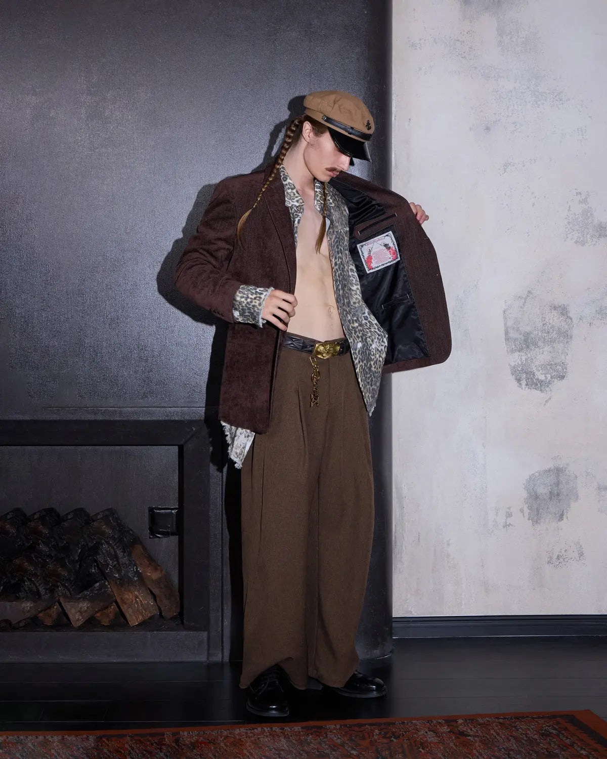 Slim-Fit Brown Brushed Fabric Blazer
