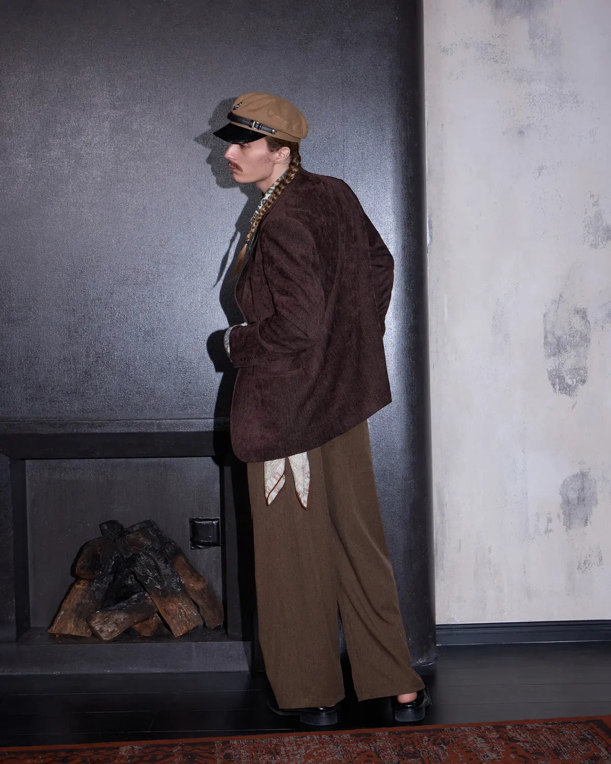 Slim-Fit Brown Brushed Fabric Blazer