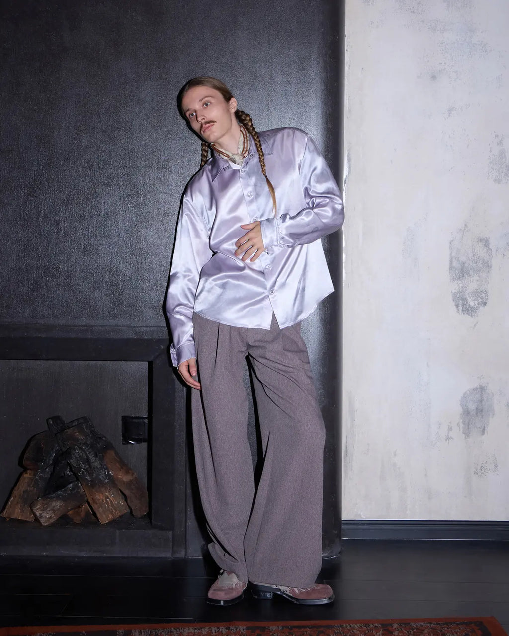 LNM Smoke-Print Acetate Shirt