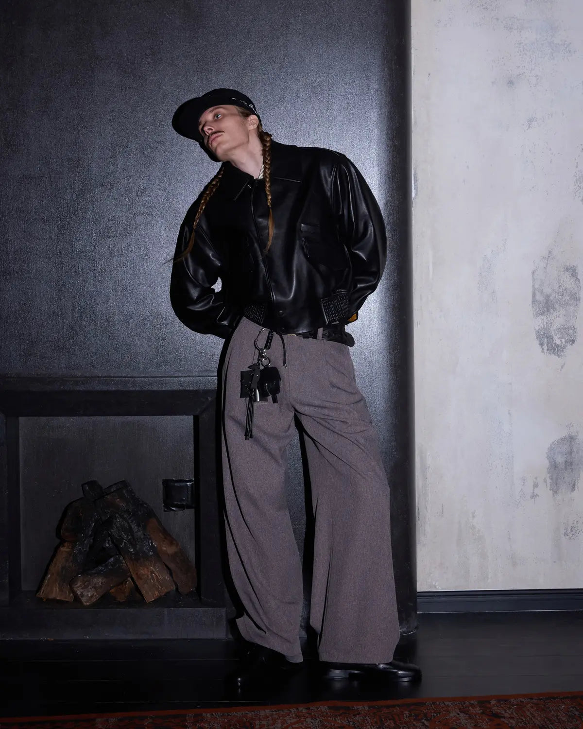 LNM Pleated Wide-Leg Dress Pants