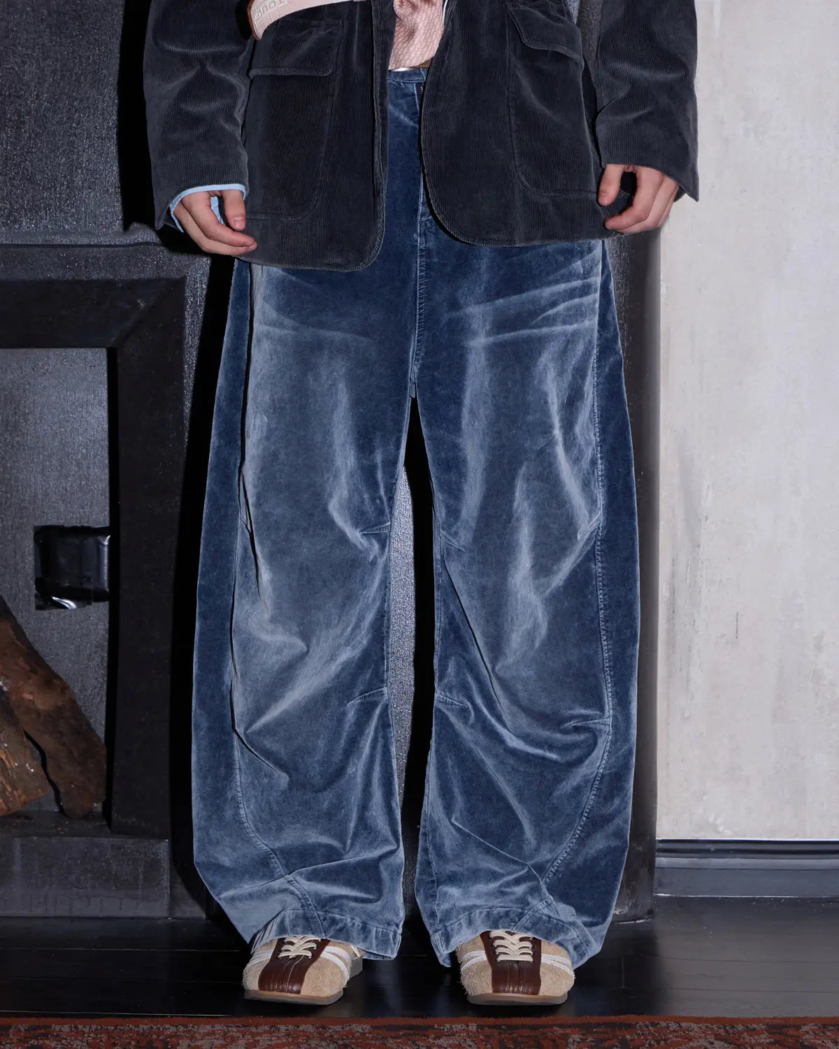 LNM Vintage Washed Blue Brushed Curved Jeans