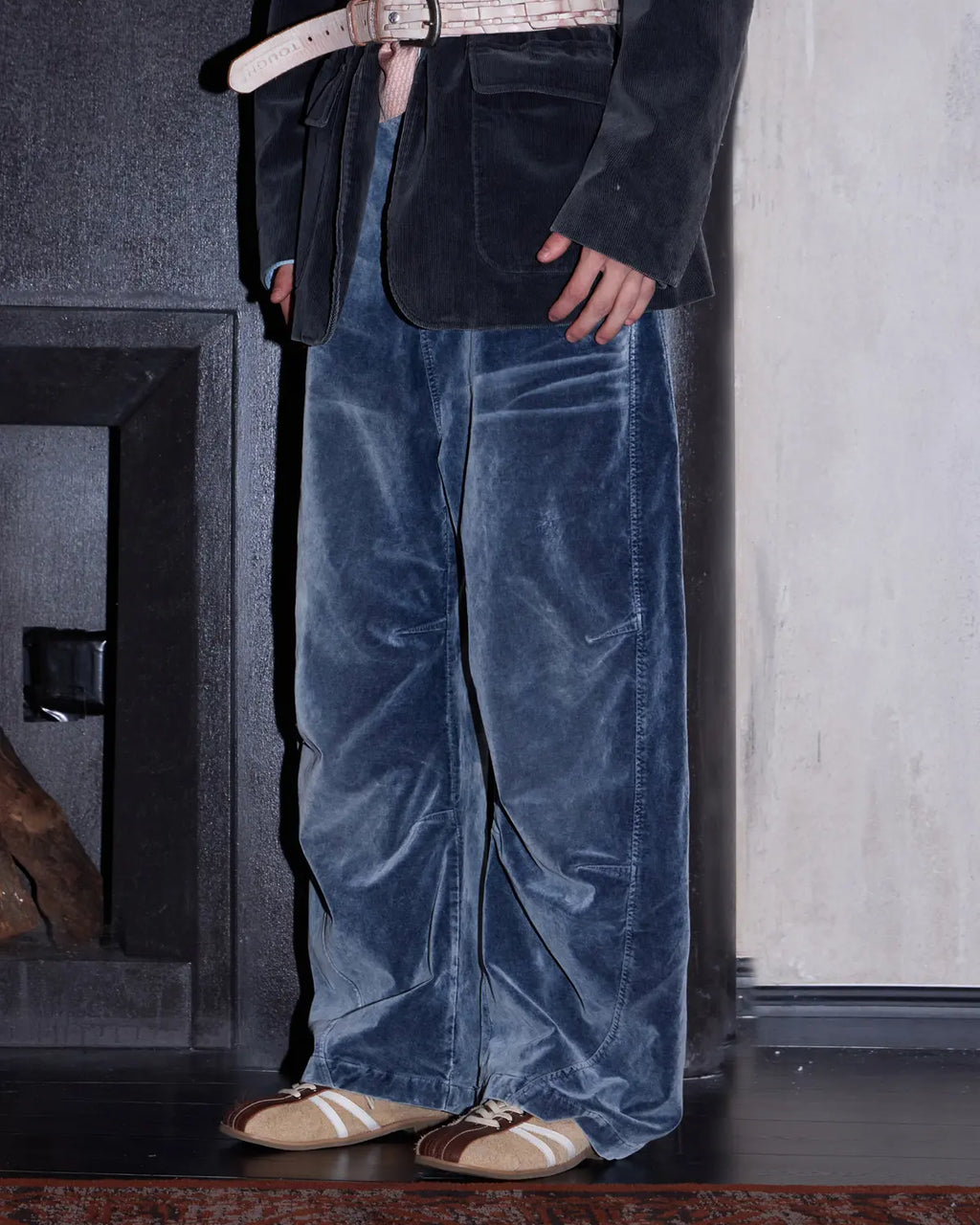 LNM Vintage Washed Blue Brushed Curved Jeans