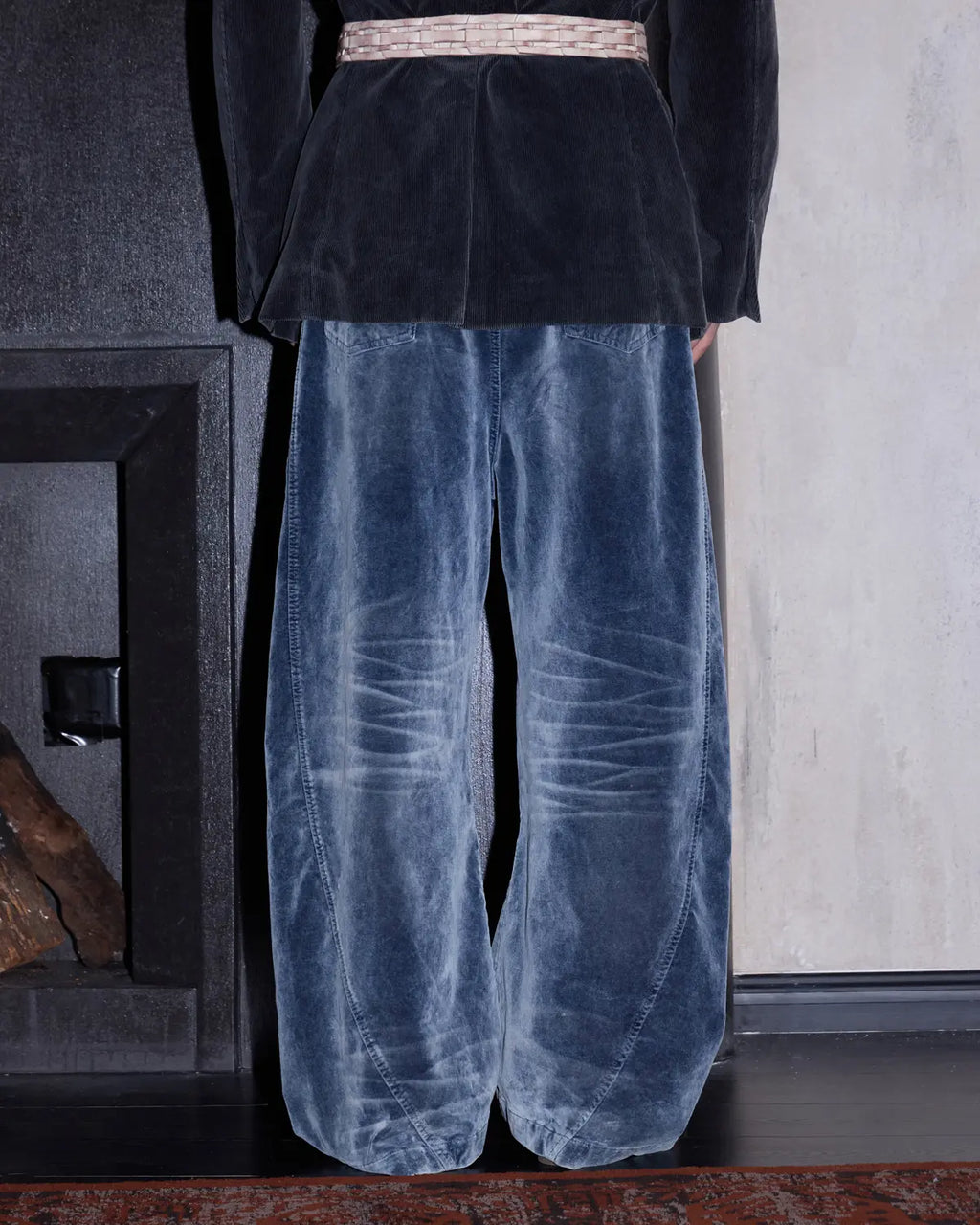 LNM Vintage Washed Blue Brushed Curved Jeans
