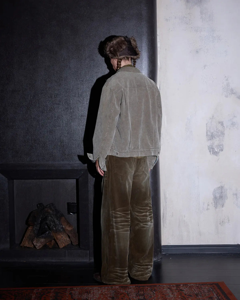 LNM Washed Brown Corduroy Straight-Leg Pants