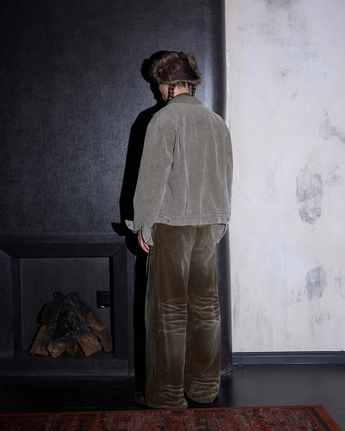 LNM Washed Brown Corduroy Straight-Leg Pants