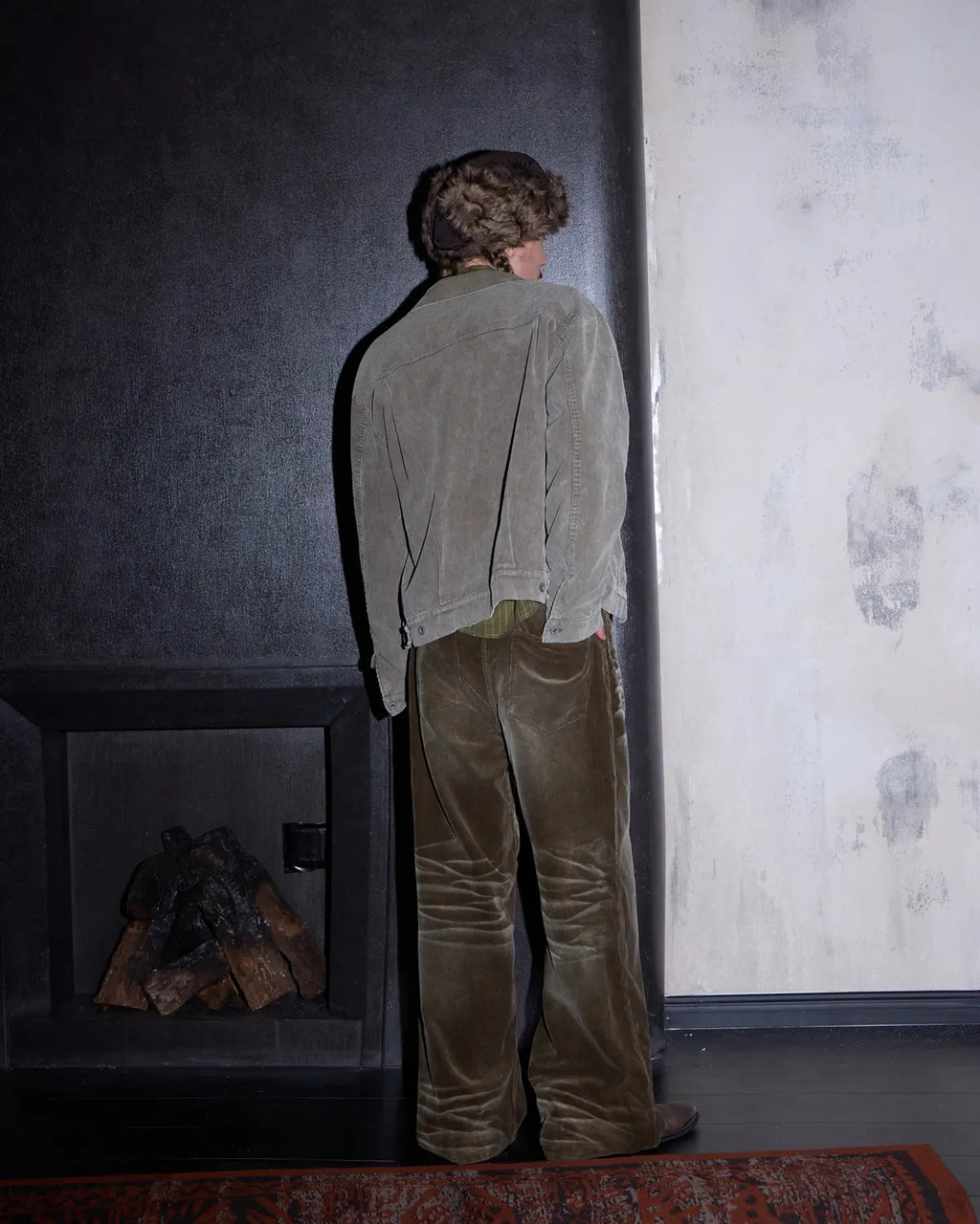 LNM Washed Brown Corduroy Straight-Leg Pants