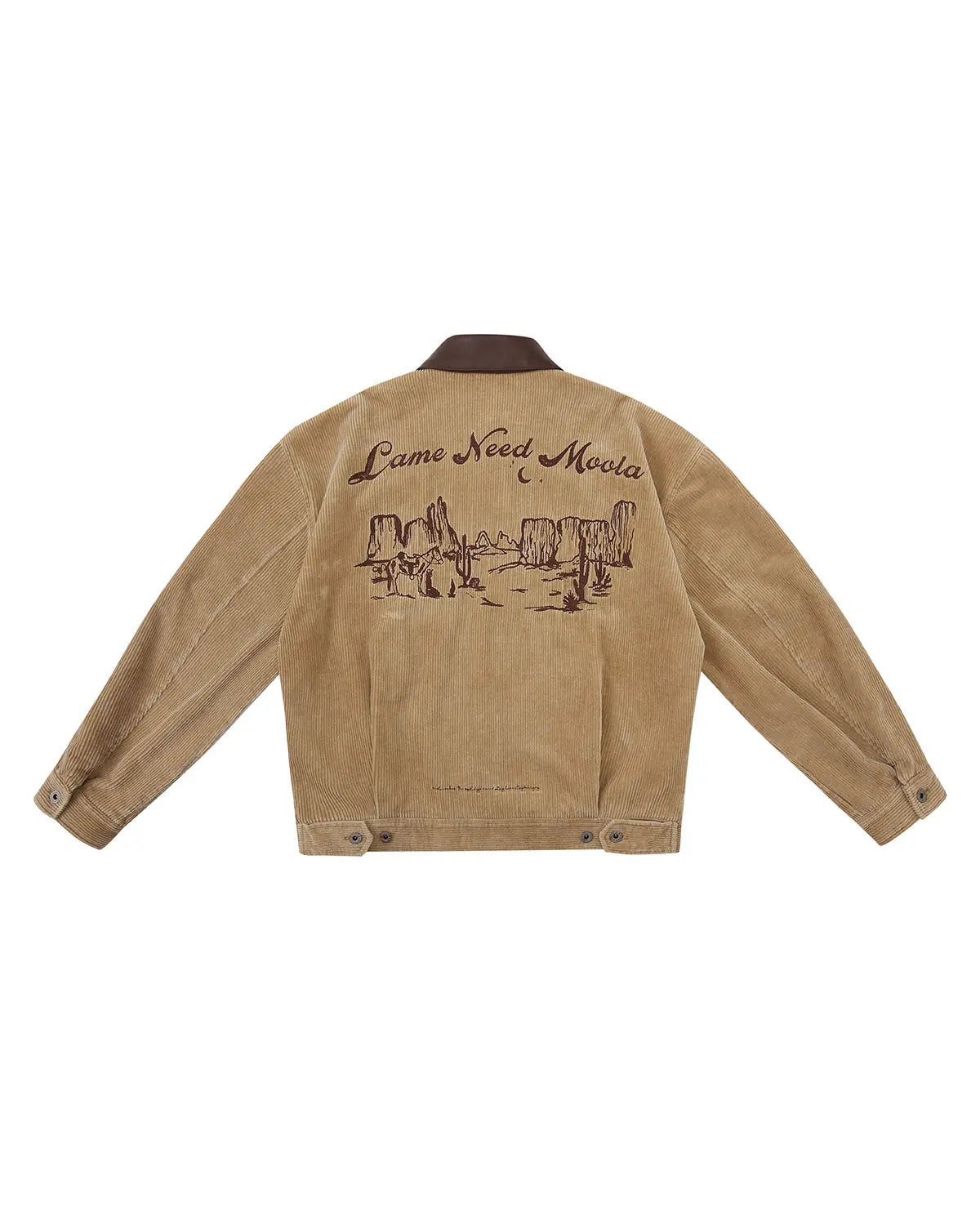 LNM Genuine Leather Collar Corduroy Jacket