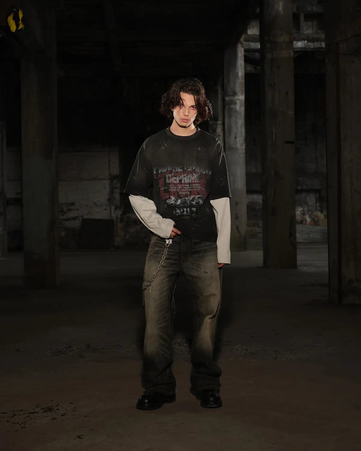 LNM Washed Black Straight-Leg Jeans