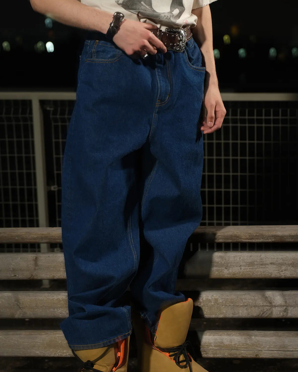 LNM Deep Indigo Cone Denim Straight-Leg Jeans
