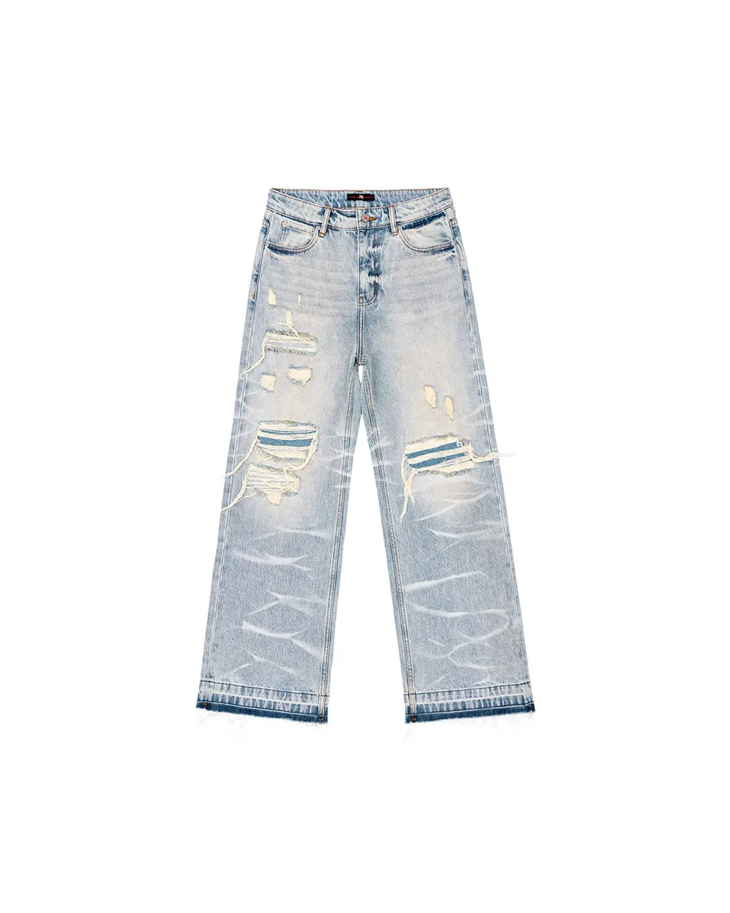 LNM Light Blue Distressed Rippled Denim Jeans