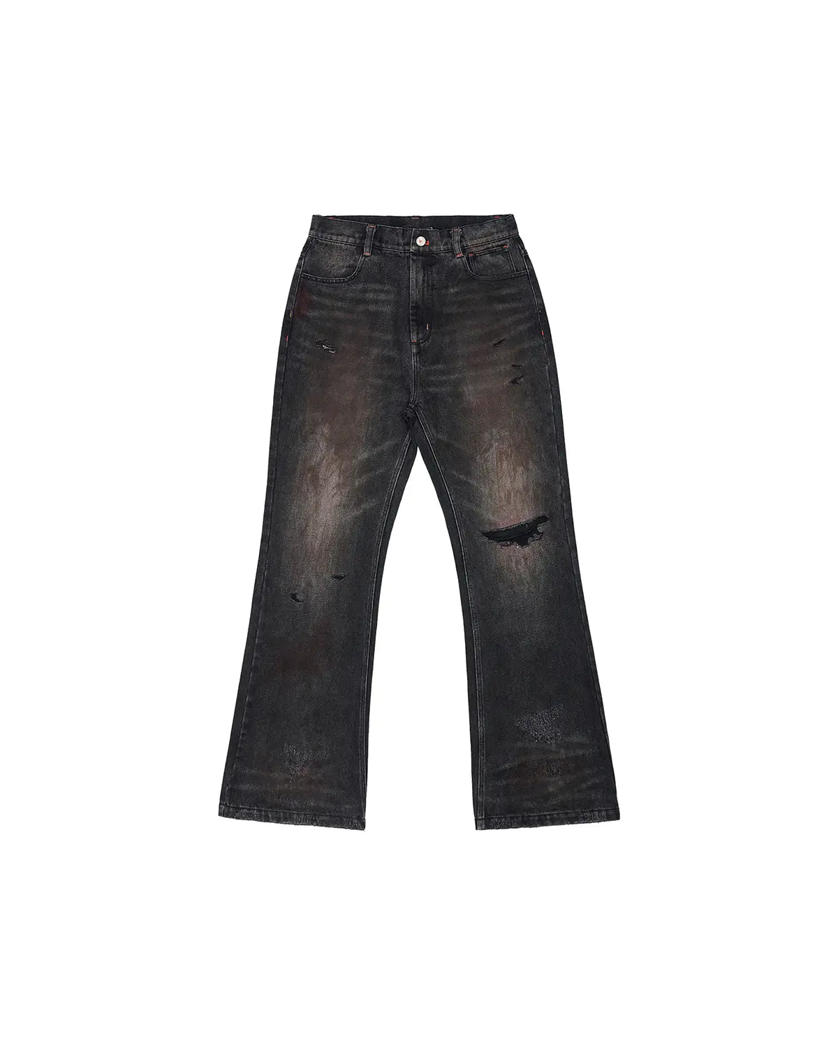 LNM Black Distressed Blood-Stained Denim Jeans