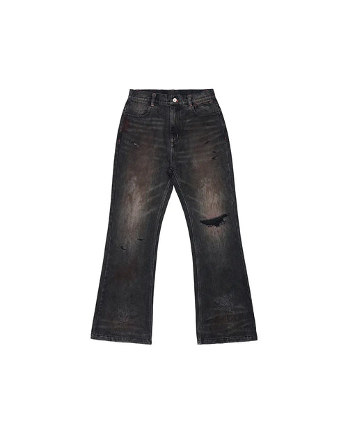 LNM Black Distressed Blood-Stained Denim Jeans