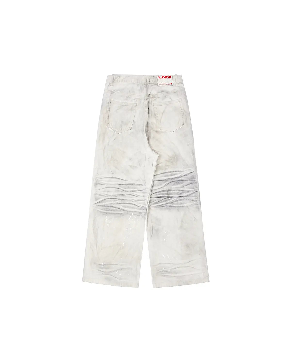 LNM Paint-Splatter Pleated Denim Jeans
