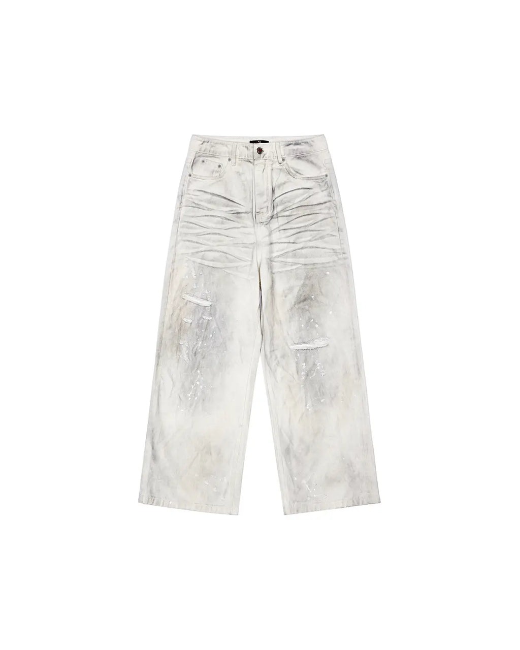 LNM Paint-Splatter Pleated Denim Jeans