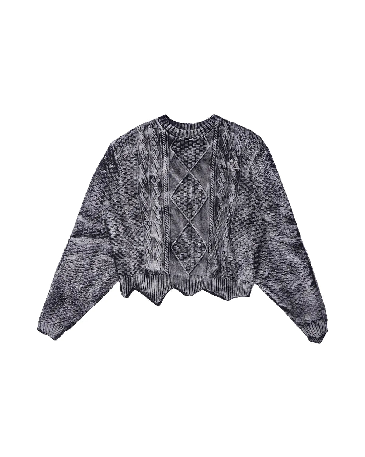LNM Irregular Hem Drop-Shoulder Cropped Sweater