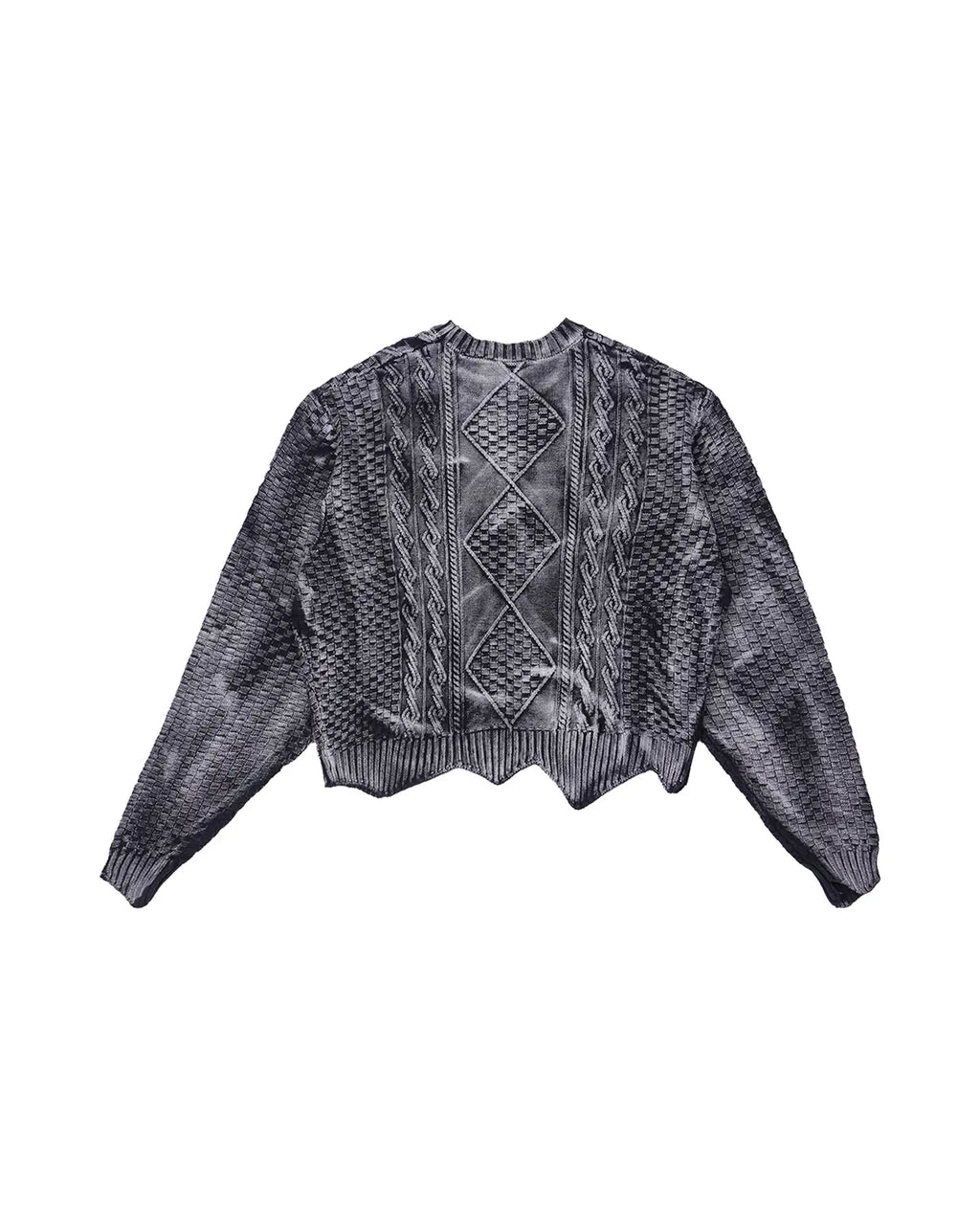 LNM Irregular Hem Drop-Shoulder Cropped Sweater