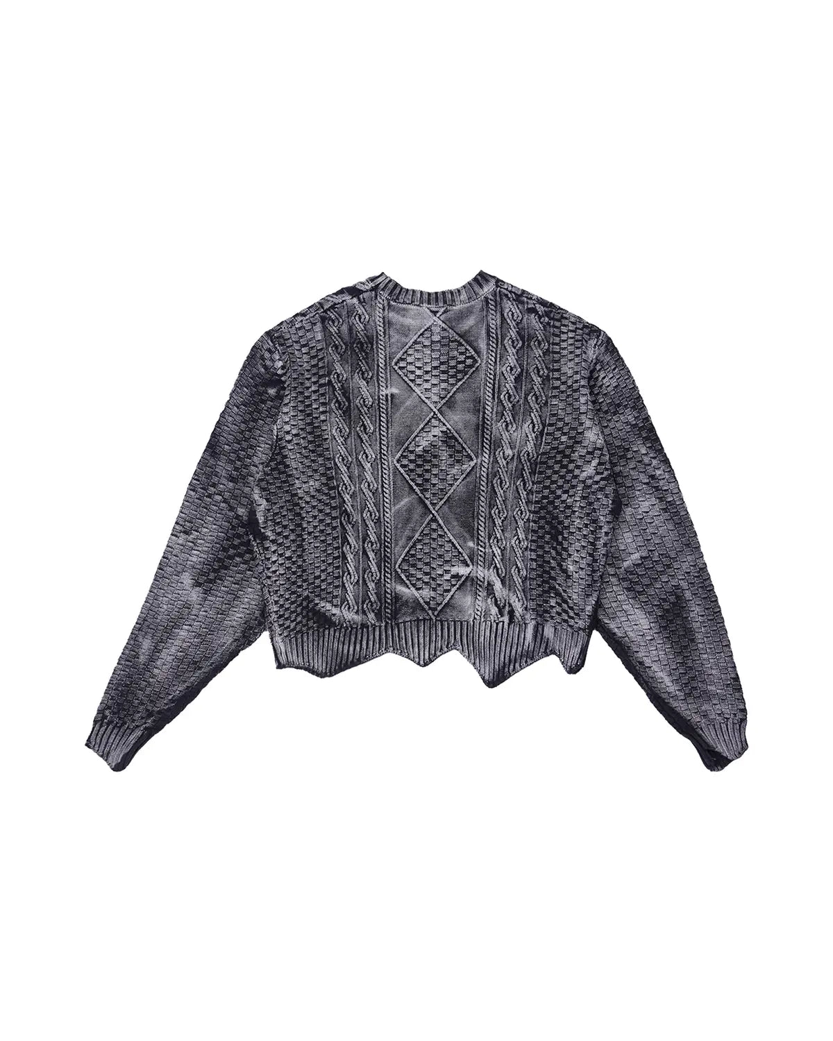 LNM Irregular Hem Drop-Shoulder Cropped Sweater