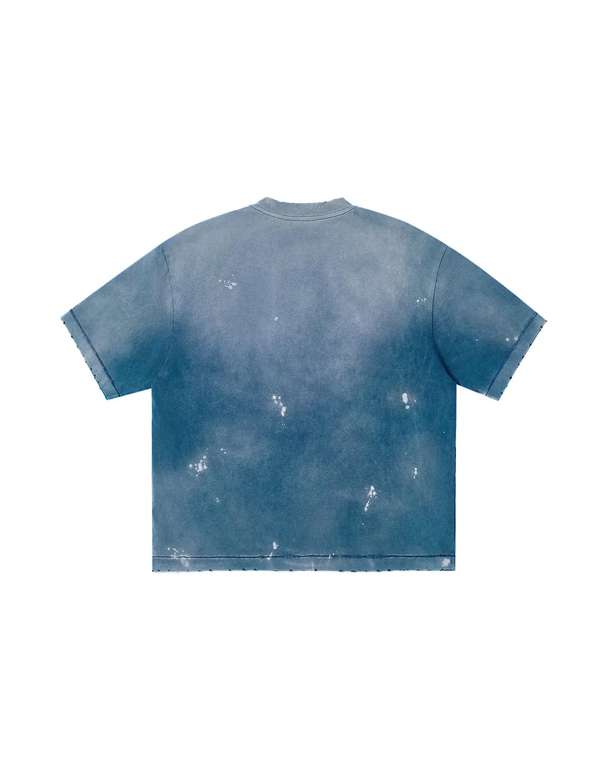 LNM “Pauvre garçon déprimé” Distressed Paint-Splatter Graphic T-Shirt Blue