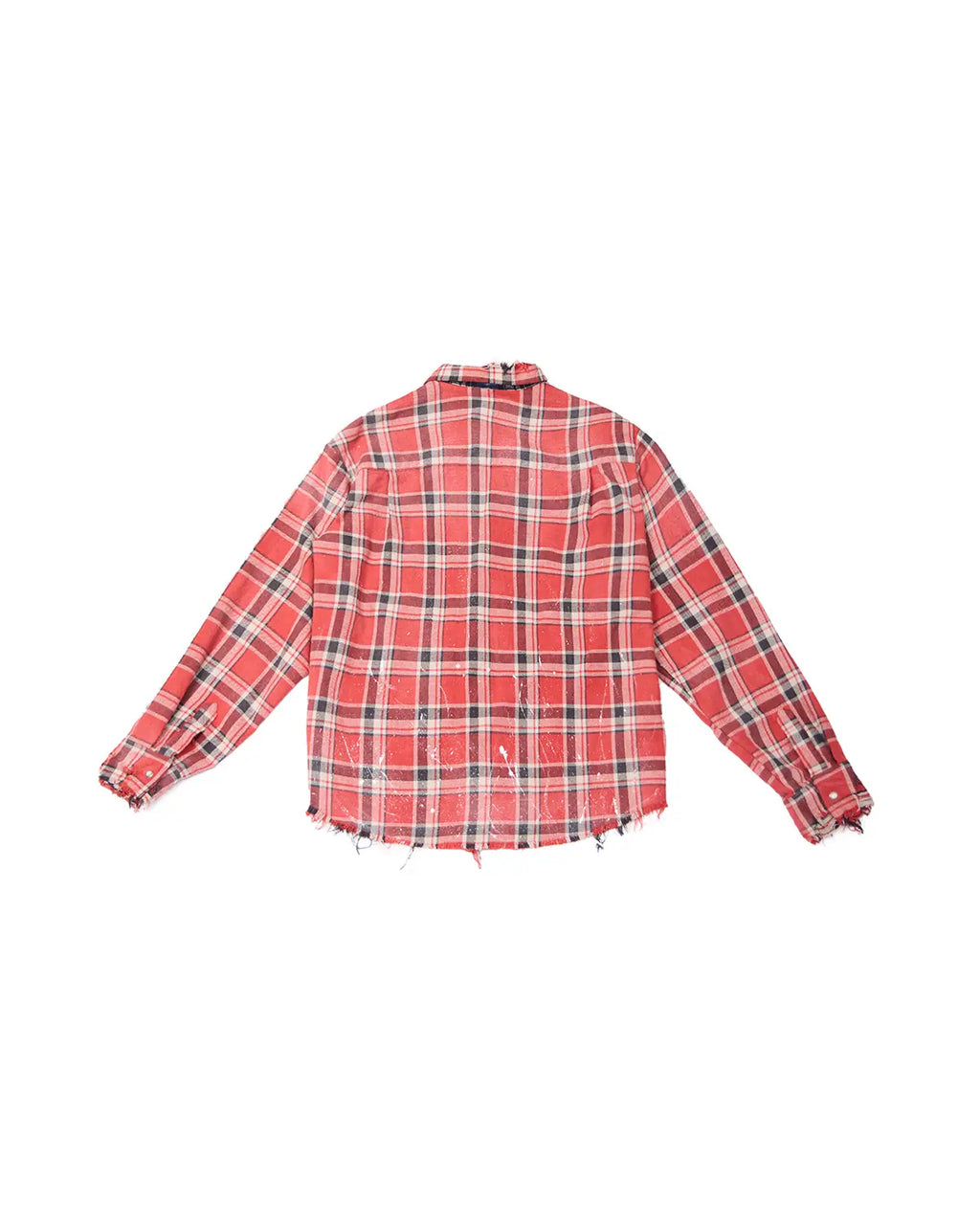 LNM Red & Blue Colorblock Plaid Distressed Shirt