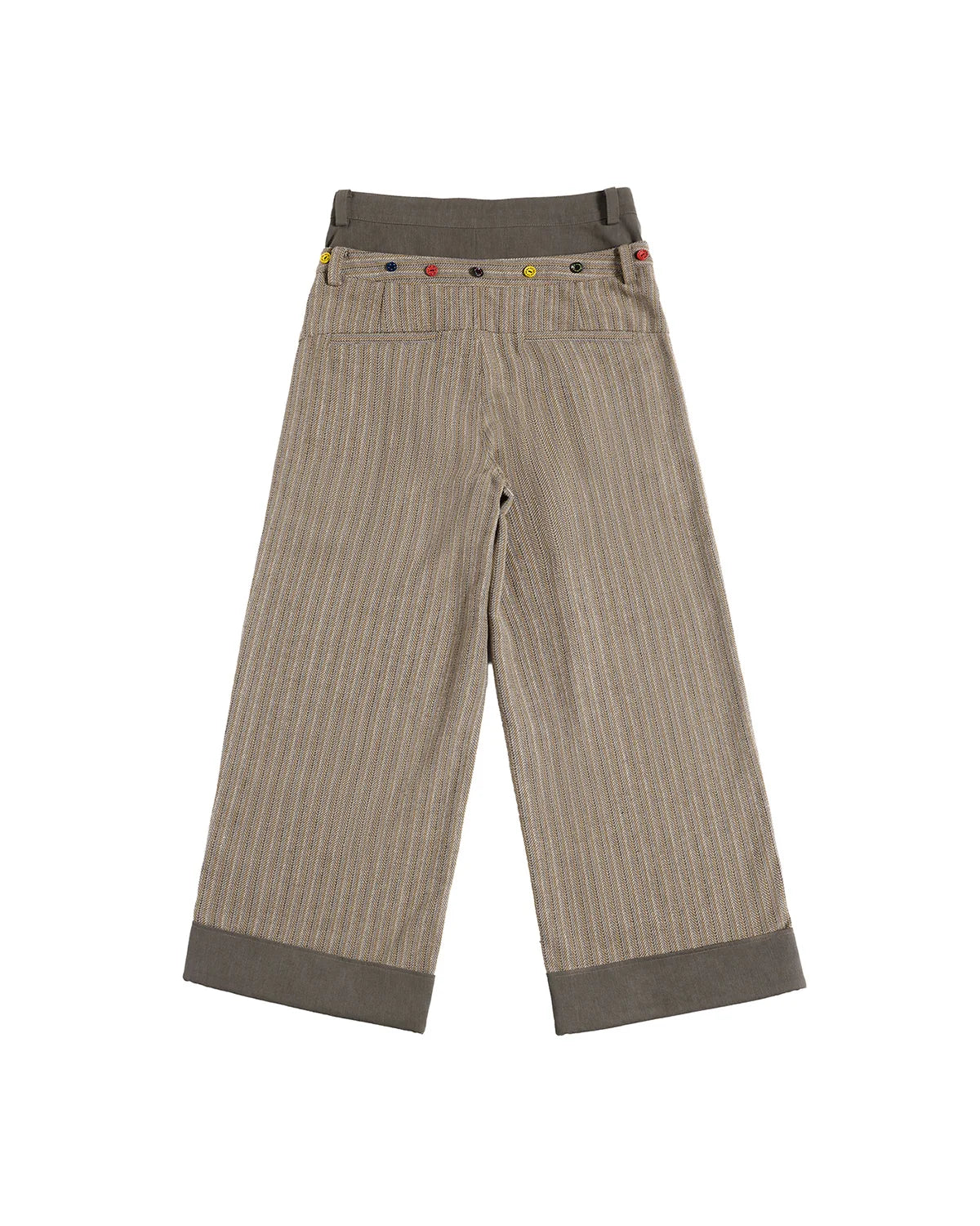 LNM Double-Waistband Striped Wide-Leg Pants Brown