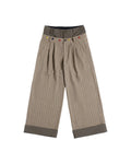 LNM Double-Waistband Striped Wide-Leg Pants Brown