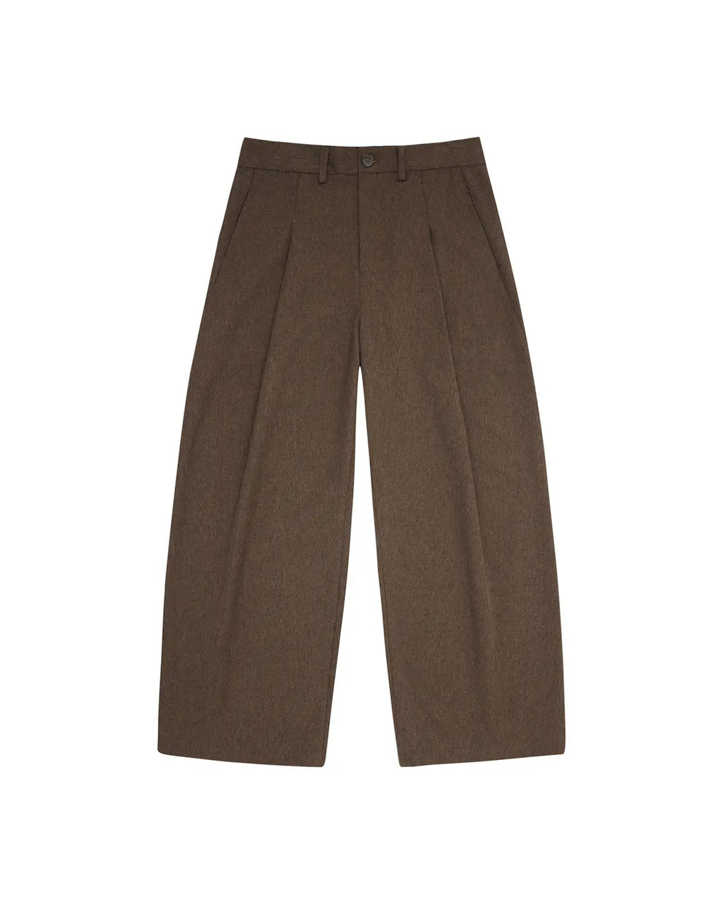 LNM Brown Pleated Front Trousers