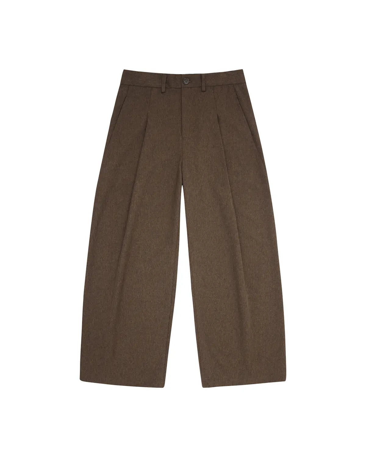 LNM Brown Pleated Front Trousers