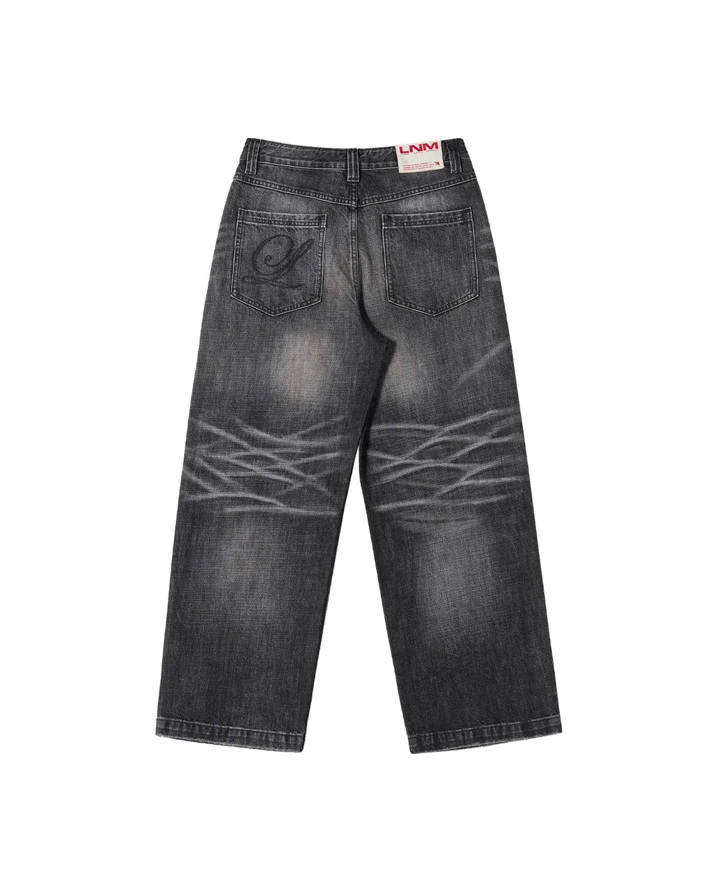 LNM Hand-Whiskered Distressed Black Jeans