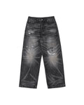 LNM Hand-Whiskered Distressed Black Jeans