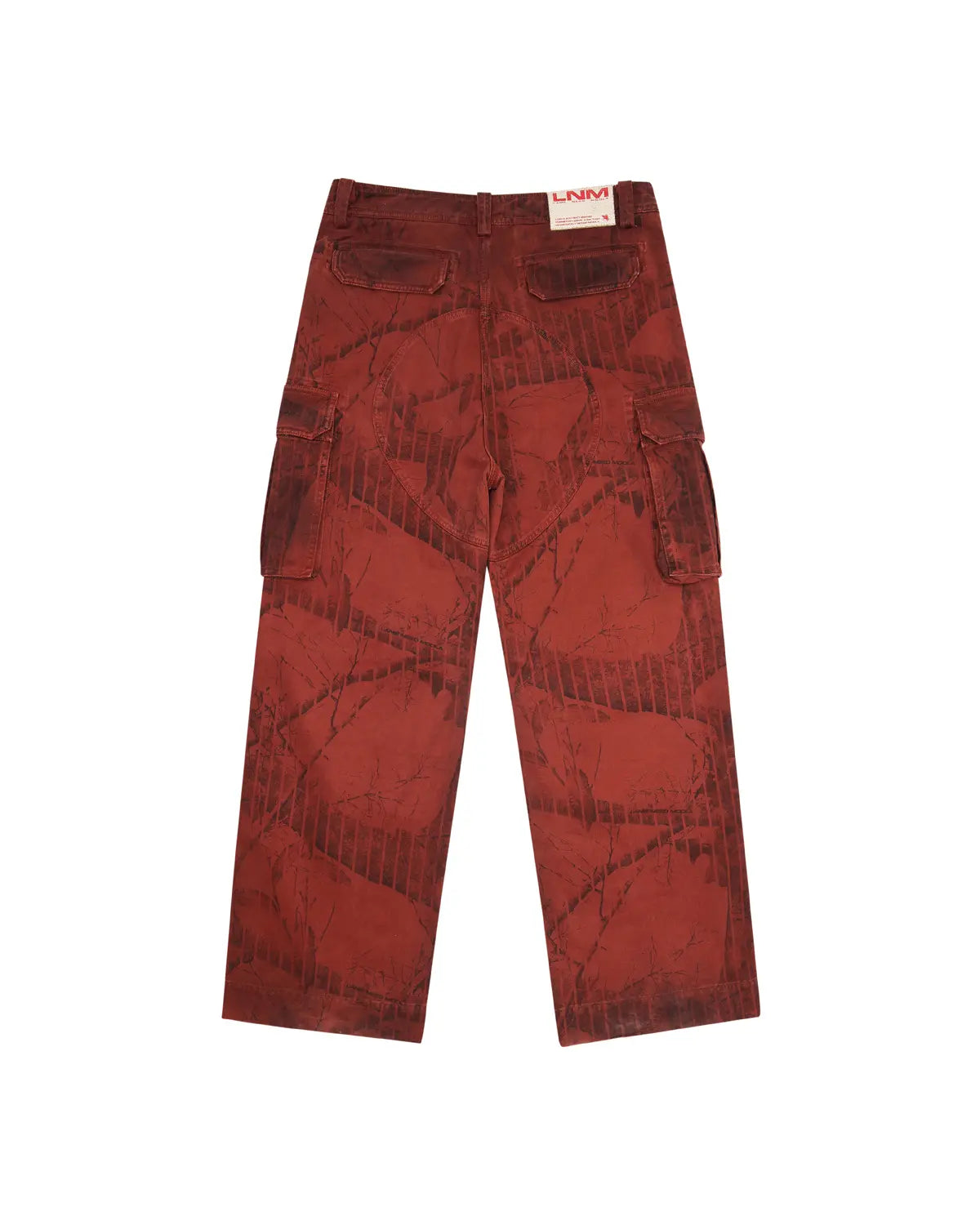 LNM Red Retro Tree Pattern Cargo Pants