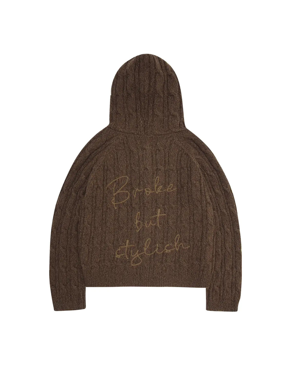 LNM Cable-Knit Wool Hoodie Cardigan
