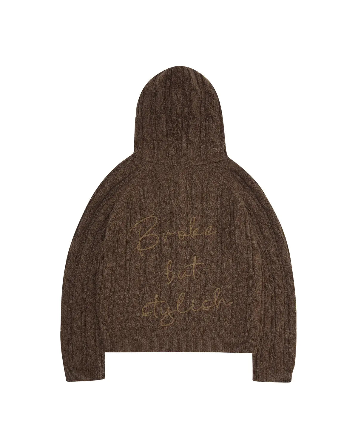 LNM Cable-Knit Wool Hoodie Cardigan