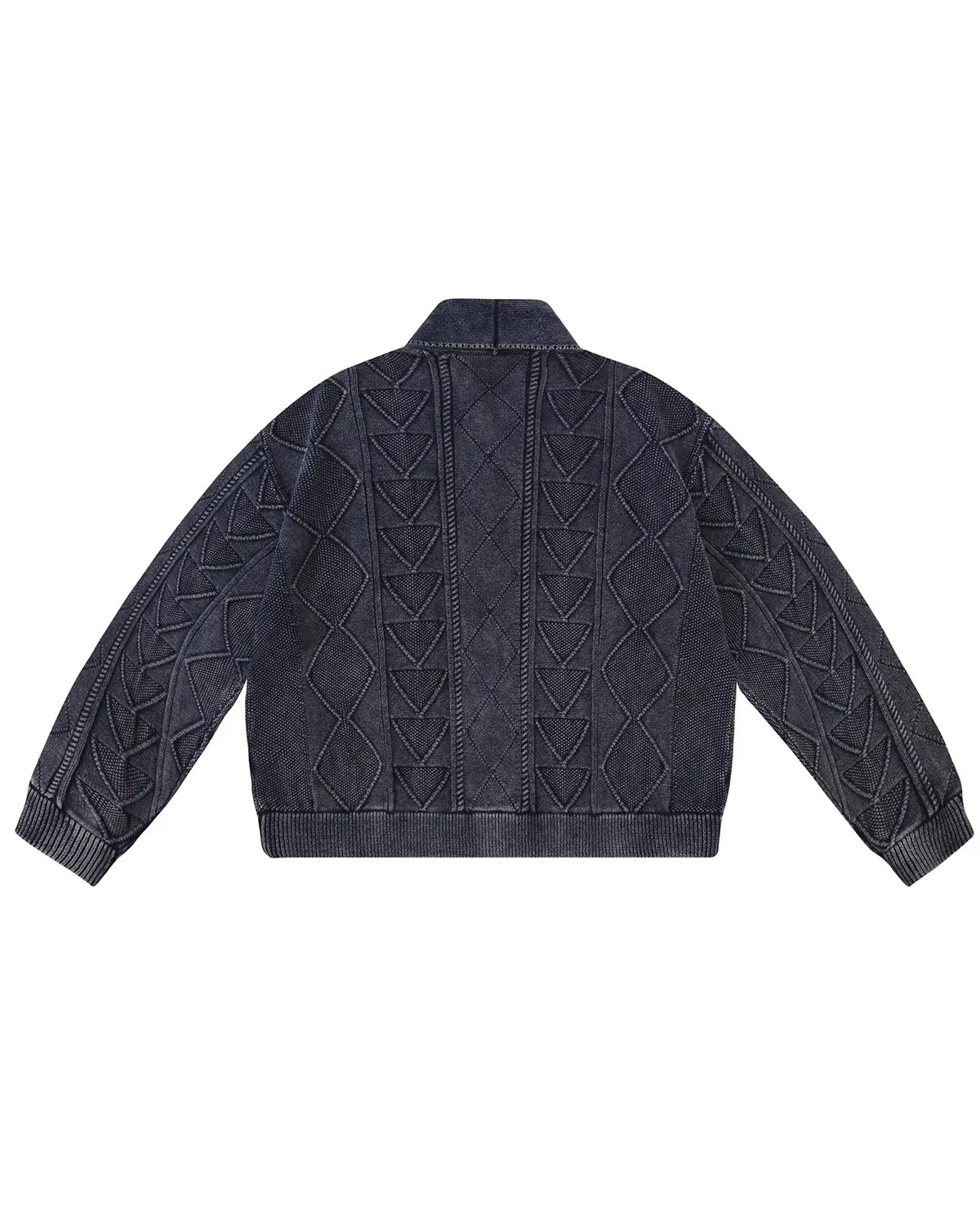 LNM Relaxed-Fit Cable-Knit Navy Cardigan Jacket