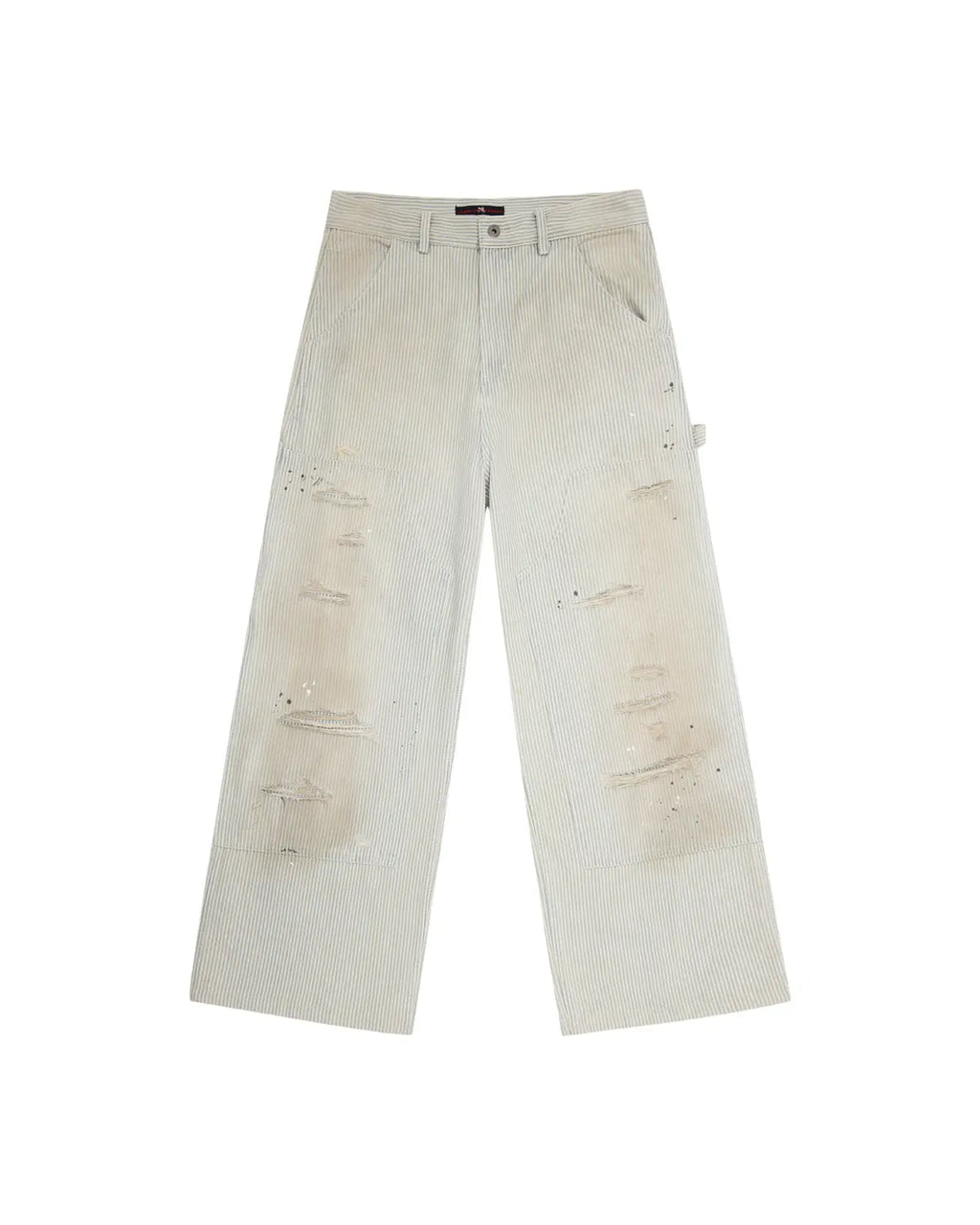 LNM Hand-Splattered Distressed Stripe Denim Jeans