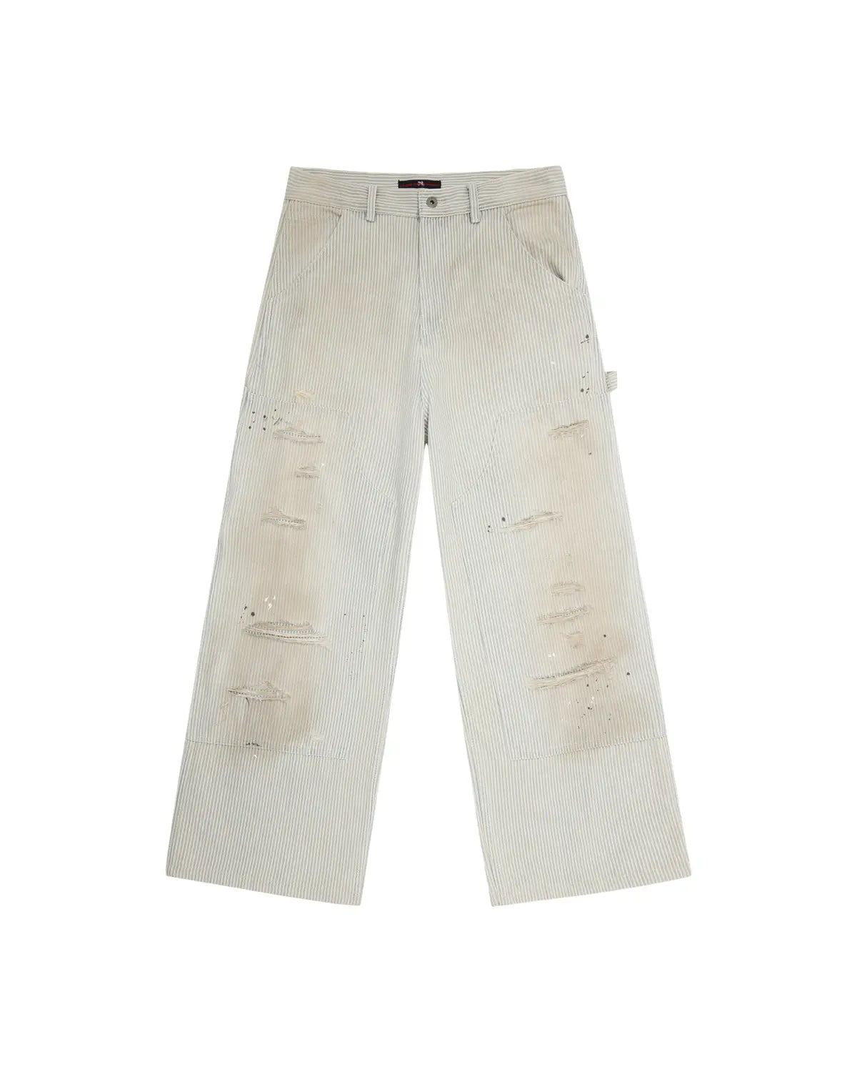 LNM Hand-Splattered Distressed Stripe Denim Jeans