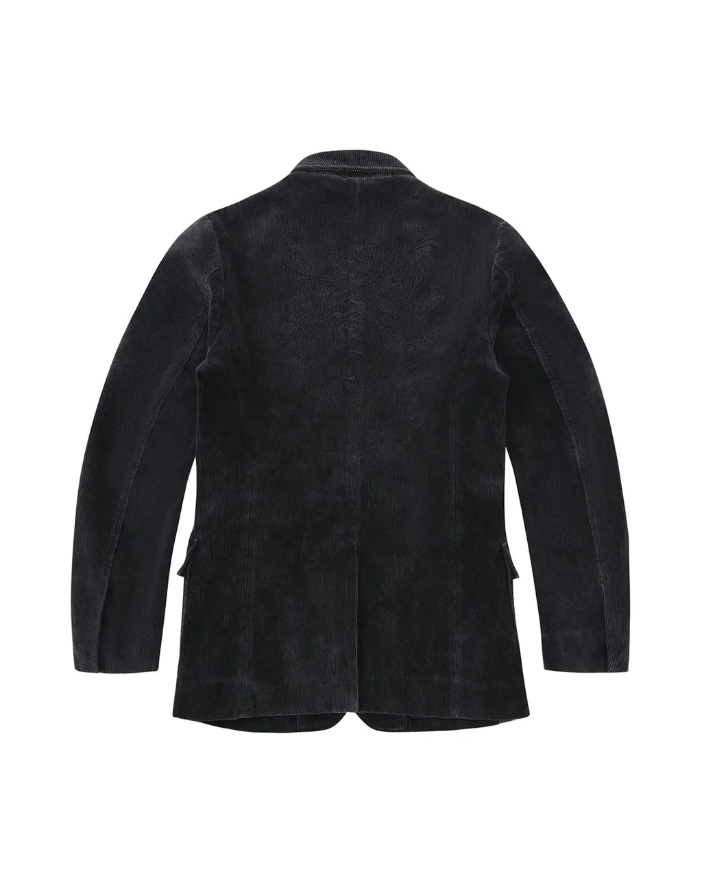 LNM Washed Black Embroidered Corduroy Blazer