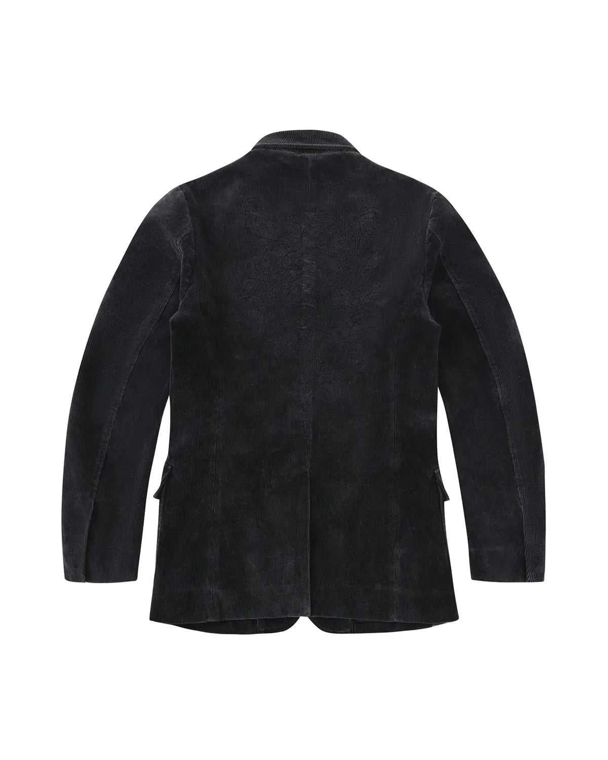 LNM Washed Black Embroidered Corduroy Blazer