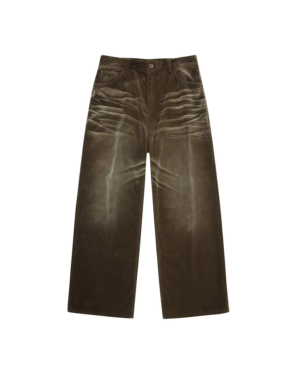 LNM Washed Brown Corduroy Straight-Leg Pants
