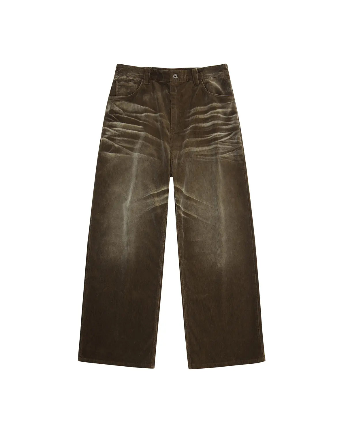LNM Washed Brown Corduroy Straight-Leg Pants