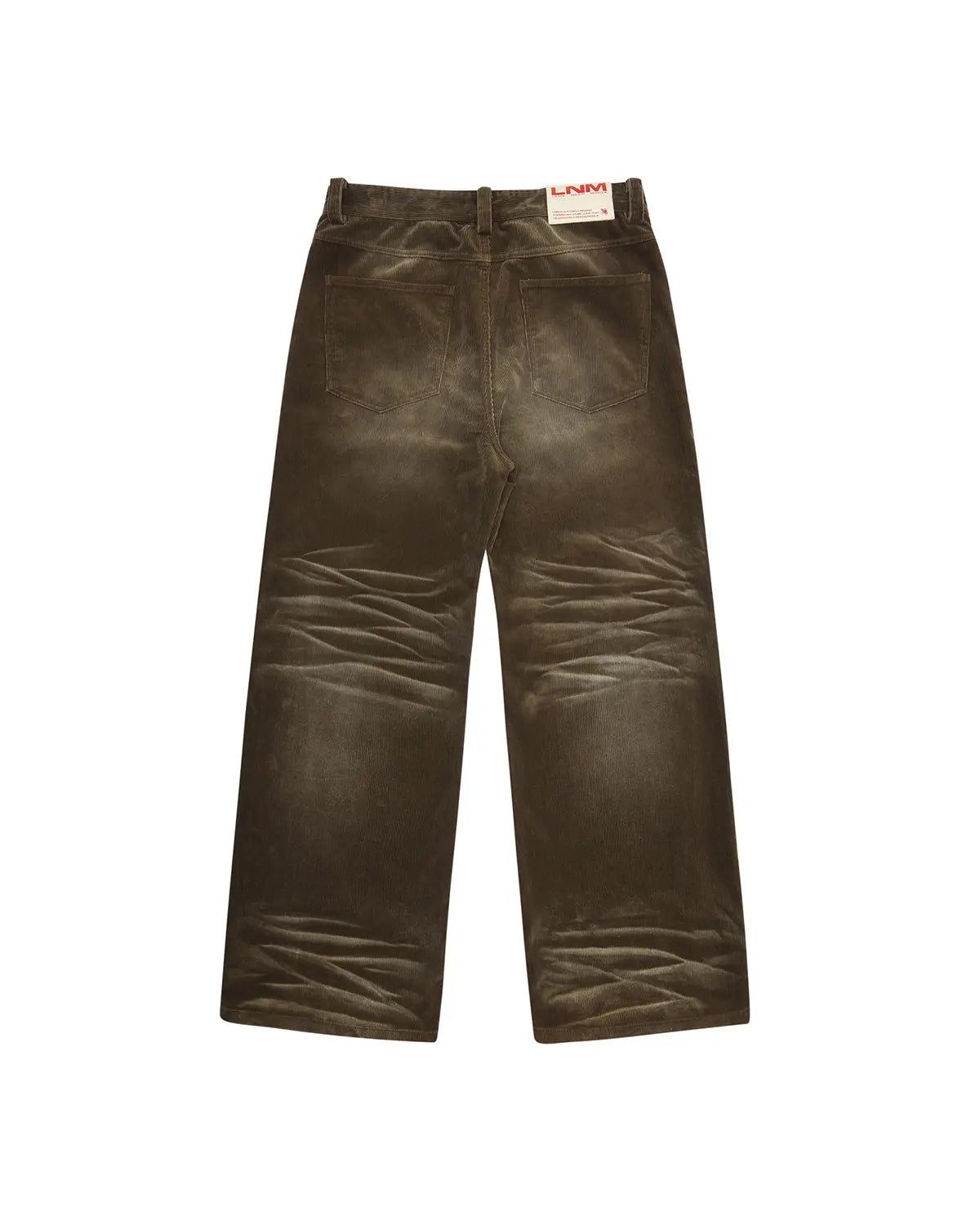 LNM Washed Brown Corduroy Straight-Leg Pants