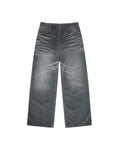 LNM Washed Grey Corduroy Straight-Leg Pants