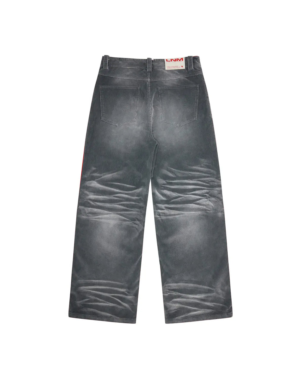 LNM Washed Grey Corduroy Straight-Leg Pants