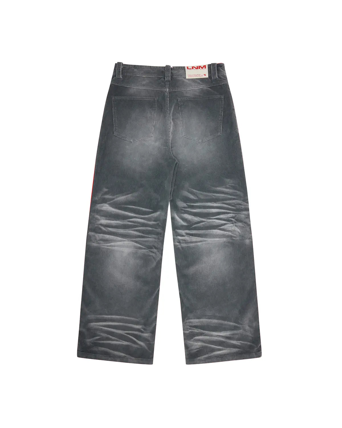 LNM Washed Grey Corduroy Straight-Leg Pants