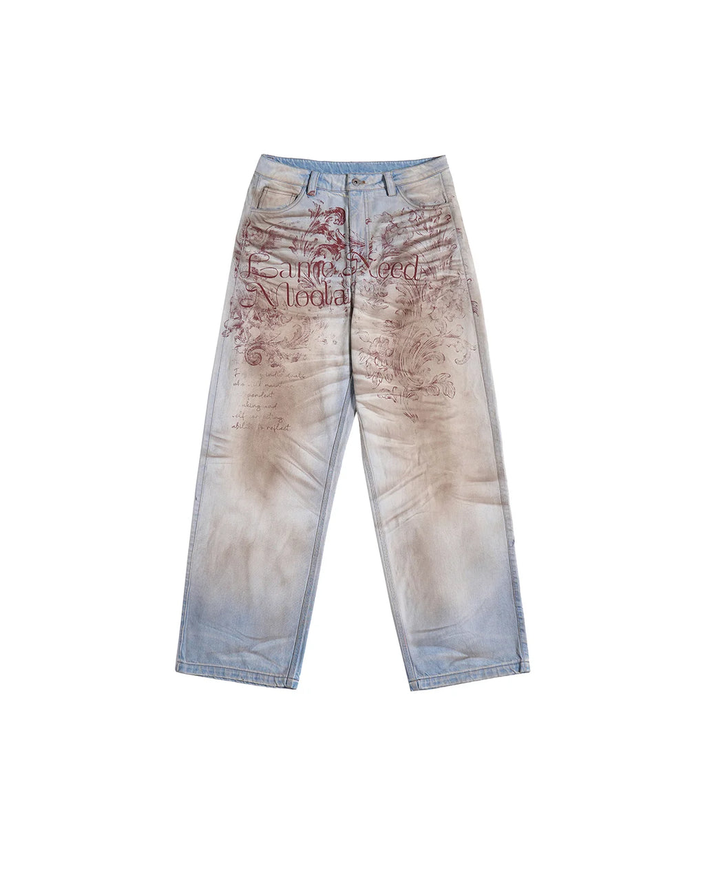 LNM Honeycomb Distressed Print Jeans