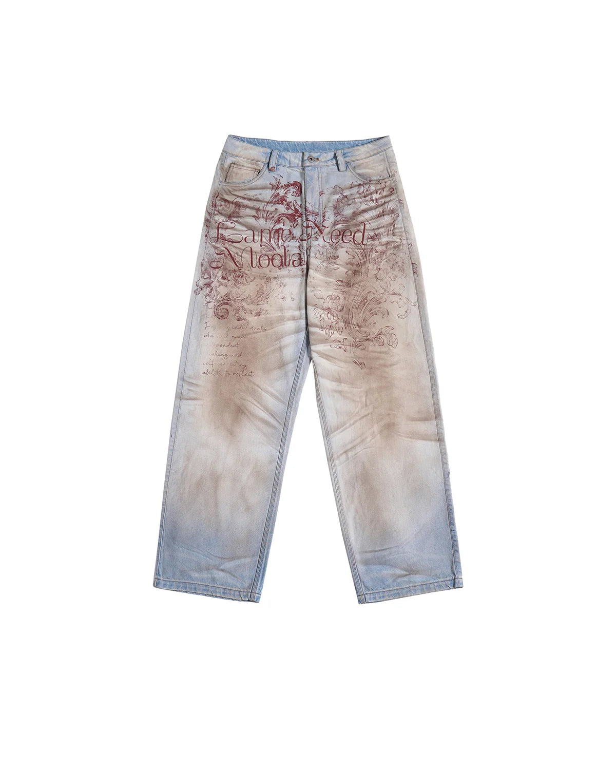 LNM Honeycomb Distressed Print Jeans